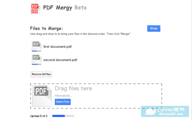 上传PDF到PDF Mergy