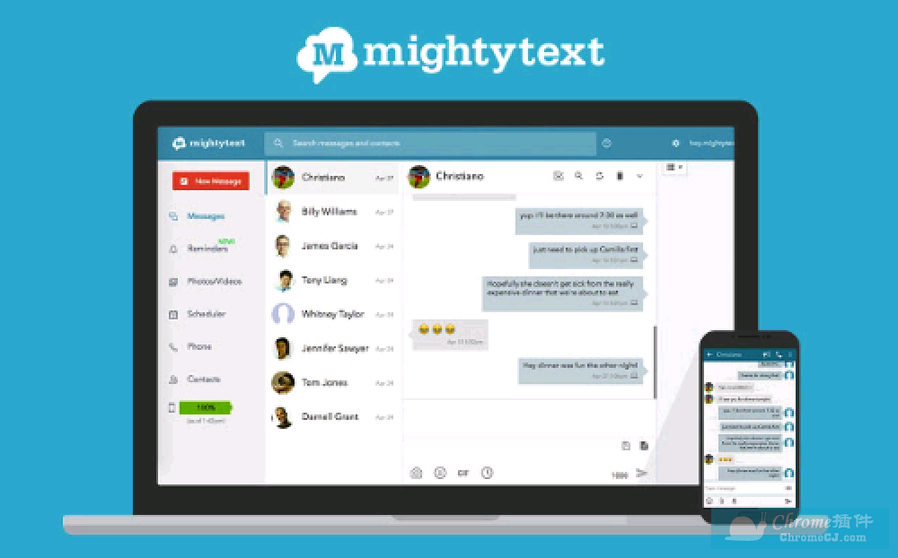 MightyText - SMS from PC & Text from Computer插件使用方法